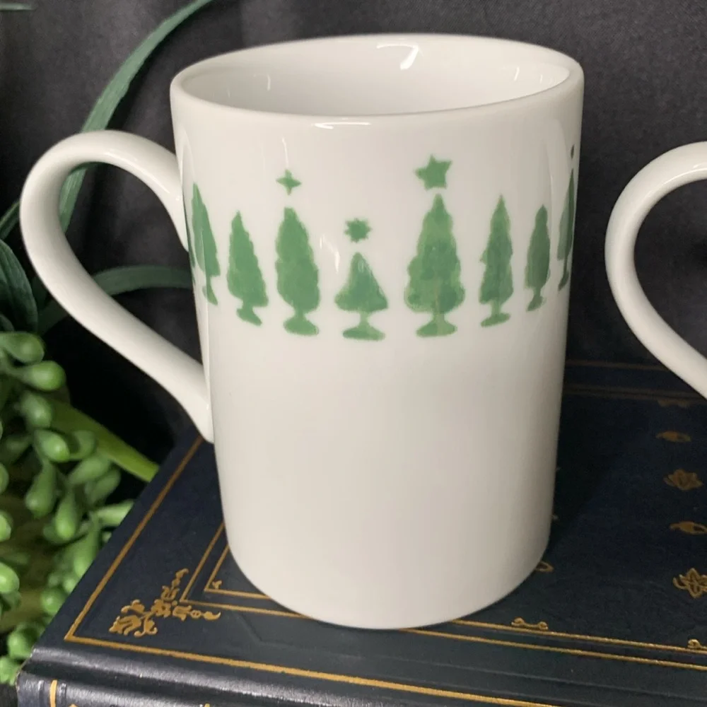 Set of 2 Crate & Barrel Christmas Tree mugs